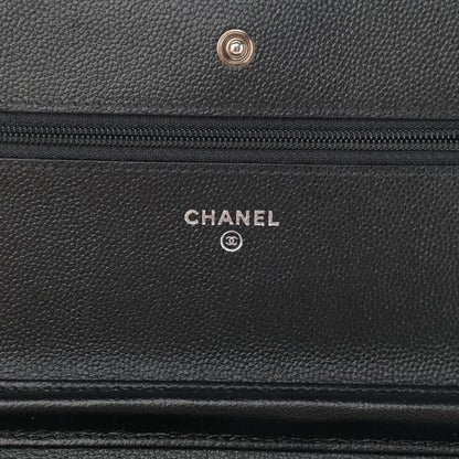 Chanel Caviar Chevron Quilted Wallet On Chain WOC Black 6 of 12