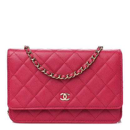 Chanel Caviar Quilted Wallet on Chain WOC Dark Pink 1 of 10