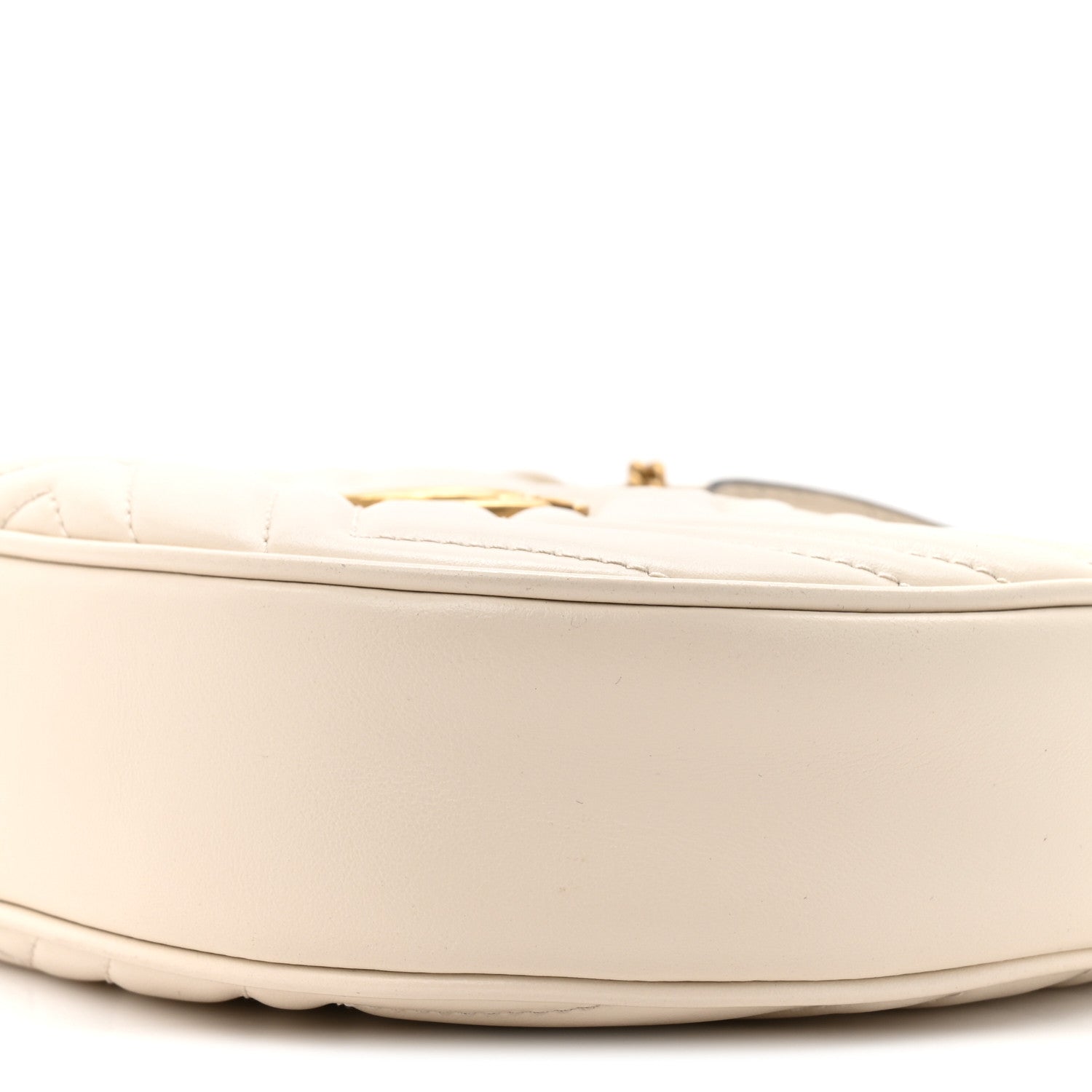 Gucci Calfskin Matelasse Chevron Mini GG Marmont Half Moon Hobo Mystic White 9 of 11