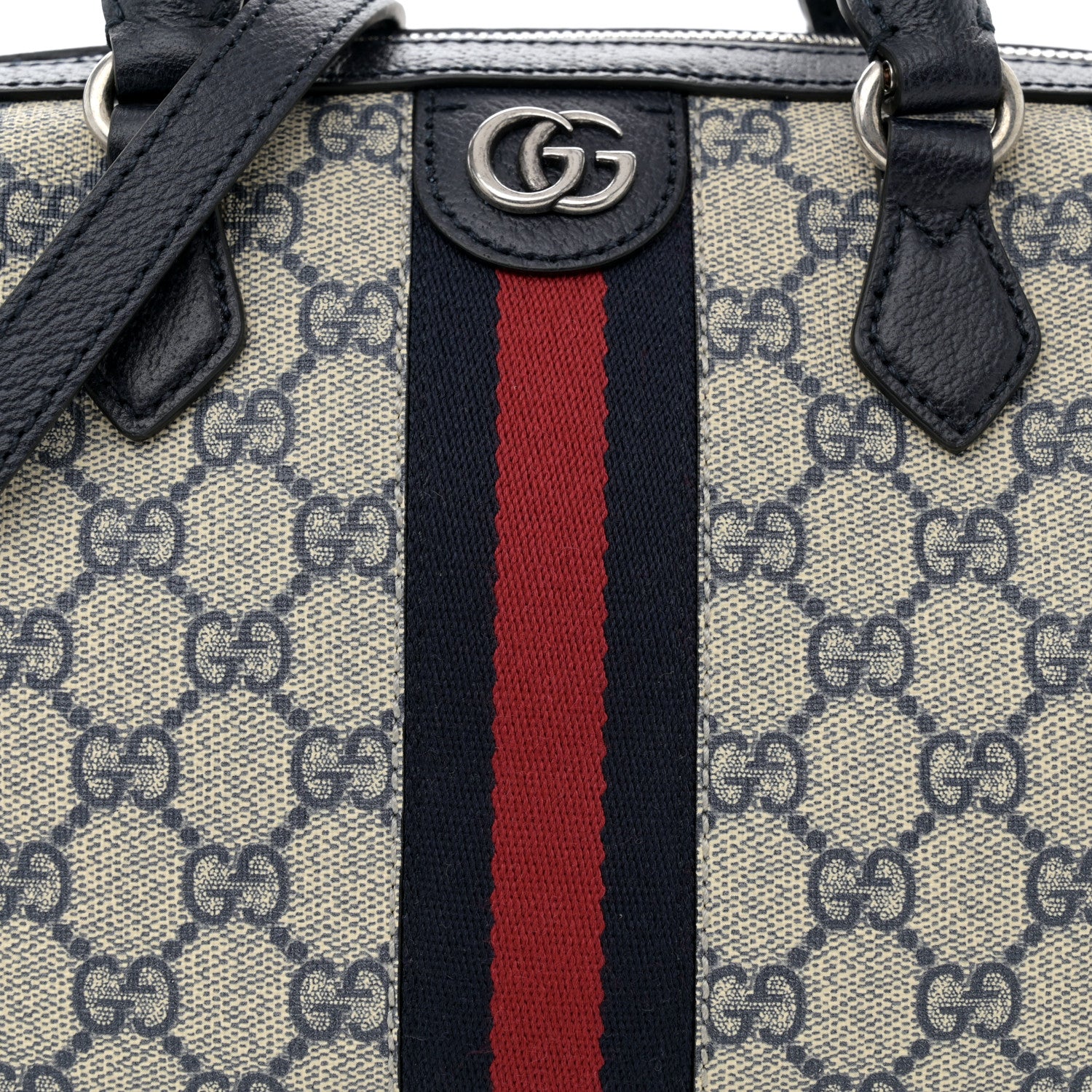 Gucci GG Supreme Monogram Web Small Ophidia Top Handle Bag Beige Blue 8 of 11