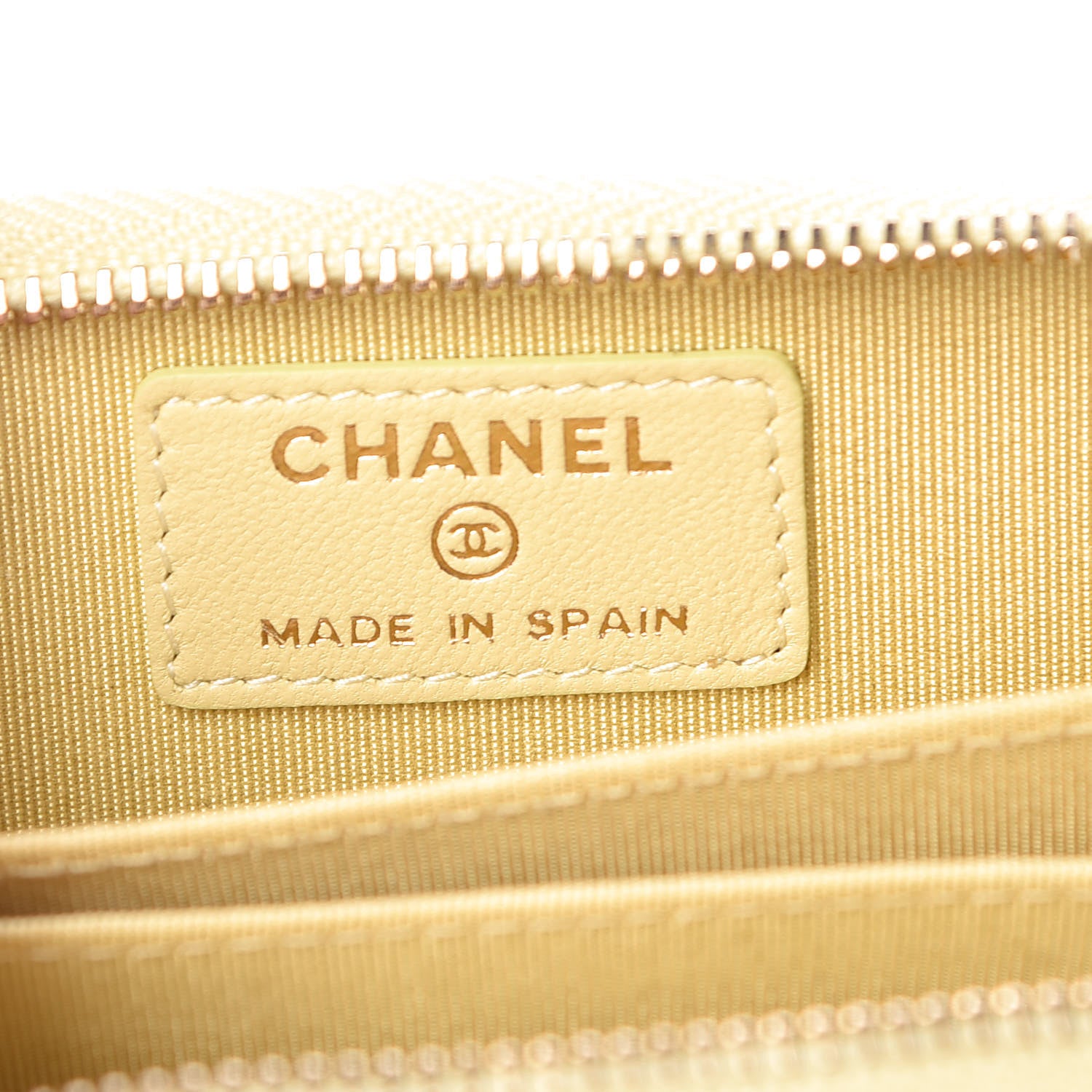 Chanel Lambskin Quilted Zip Around Coin Purse Wallet Yellow 6 of 8