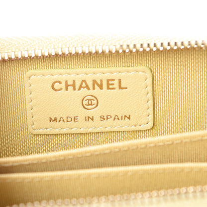 Chanel Lambskin Quilted Zip Around Coin Purse Wallet Yellow 6 of 8