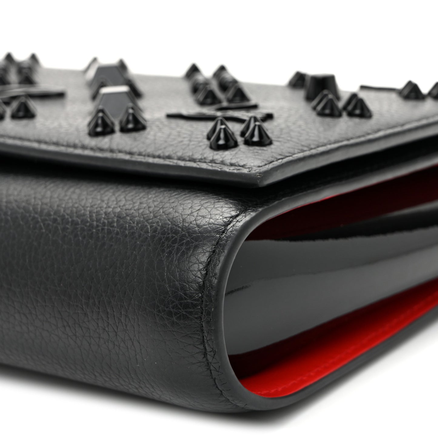 Calfskin Spikes Loubinthesky Paloma Clutch Black