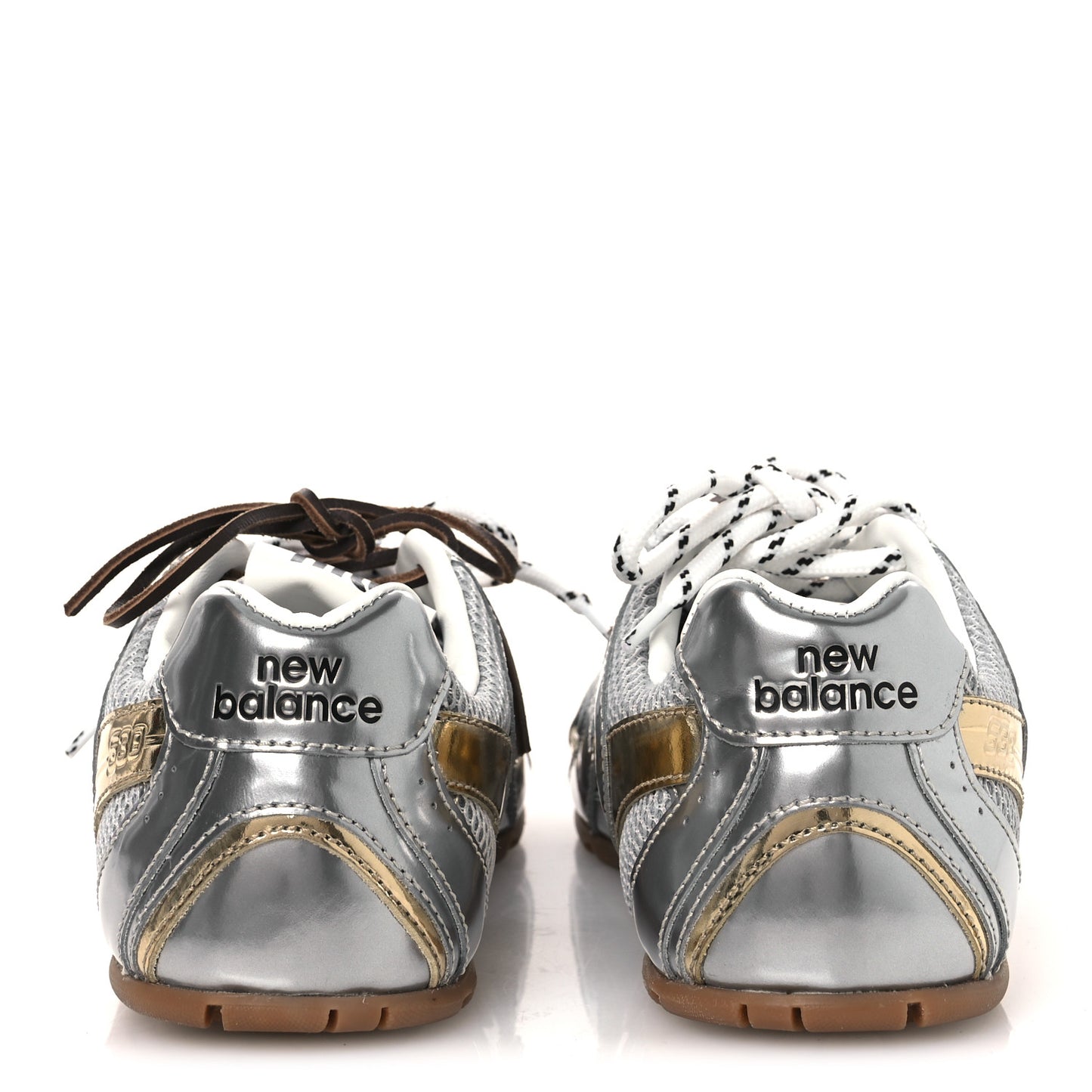 X NEW BALANCE Metallic Calfskin Mesh 530 SL Sneakers 39.5 Argento Platino