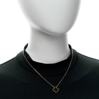 Van Cleef & Arpels 18K Yellow Gold Black Onyx Vintage Alhambra Pendant Necklace 2 of 6