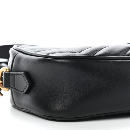 Gucci Calfskin Matelasse Mini GG Marmont Chain Shoulder Bag Black 9 of 10