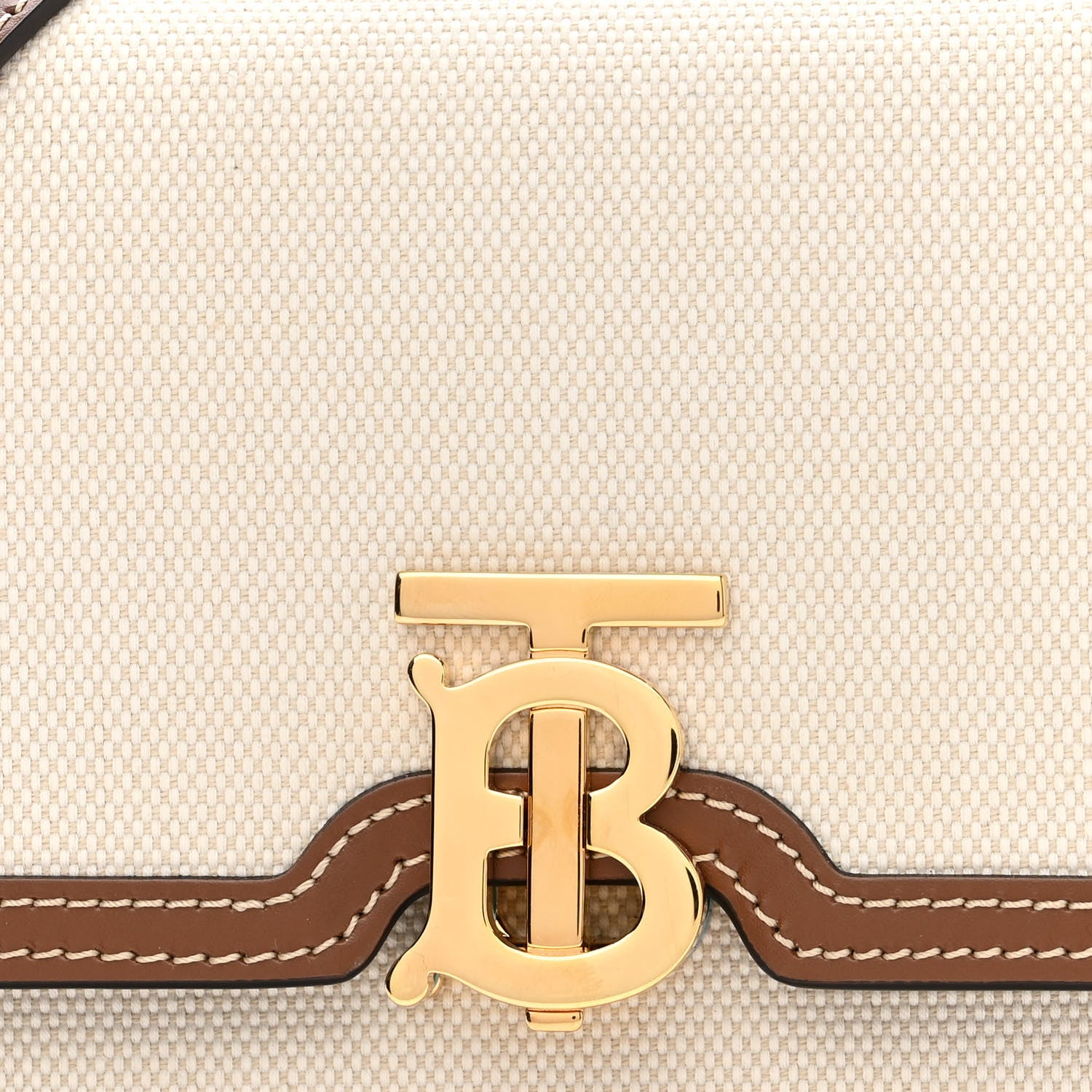 Burberry Canvas Calfskin Mini TB Bag Natural 7 of 9
