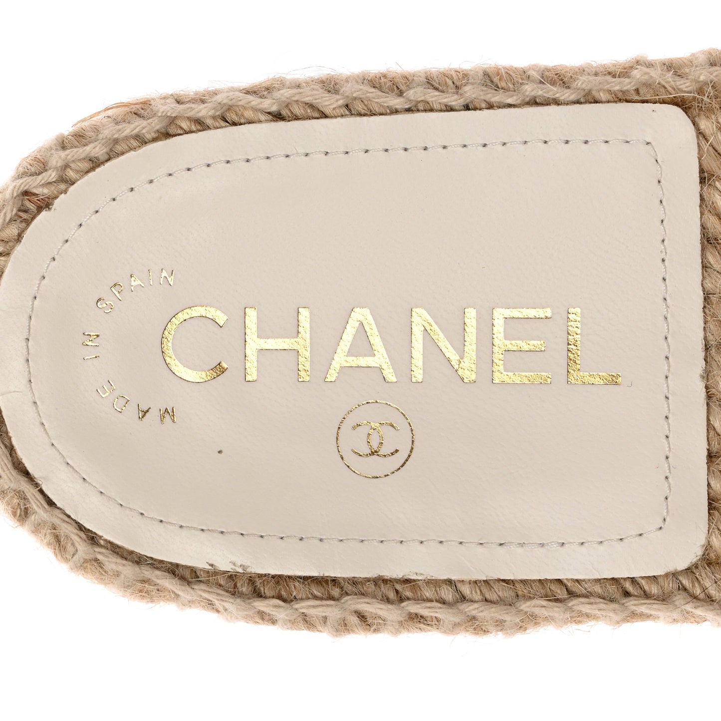 Lambskin Chain Espadrille Slip On Sandals 38 White