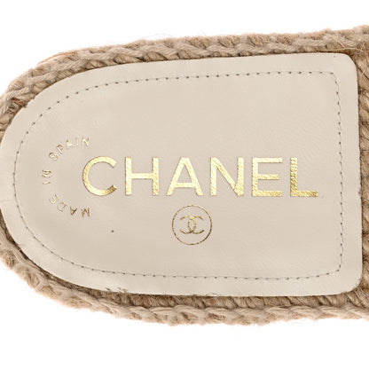 Chanel Lambskin Chain Espadrille Slip On Sandals 38 White 7 of 11