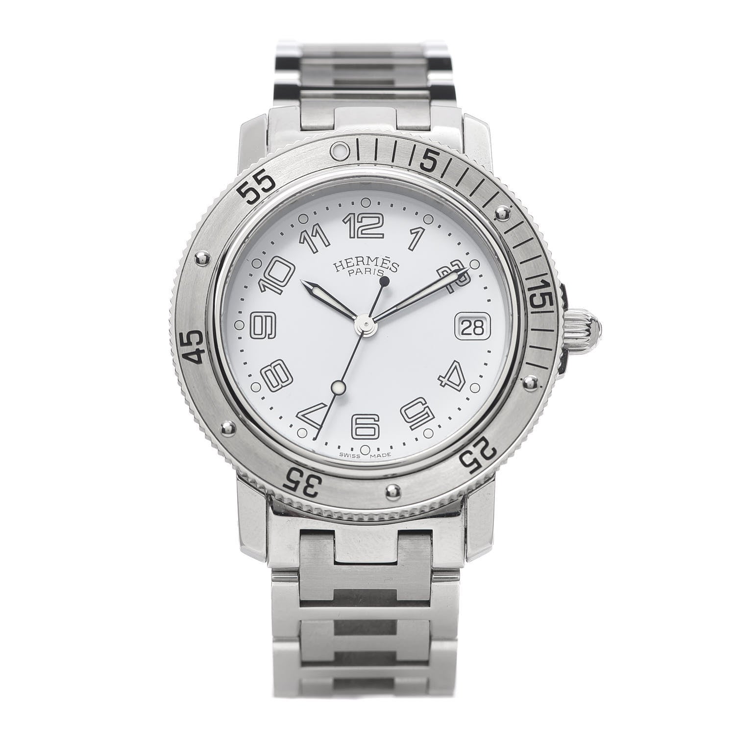 Hermes Stainless Steel 38mm Clipper Diver Quartz Watch White 1 of 6