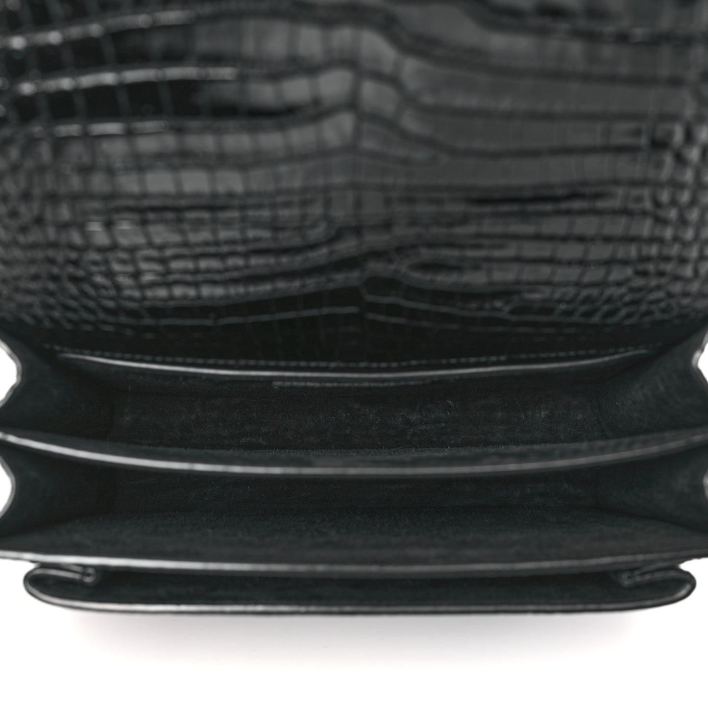 Calfskin Crocodile Embossed Medium Monogram Sunset Black