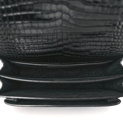 Saint Laurent Calfskin Crocodile Embossed Medium Monogram Sunset Black 5 of 10