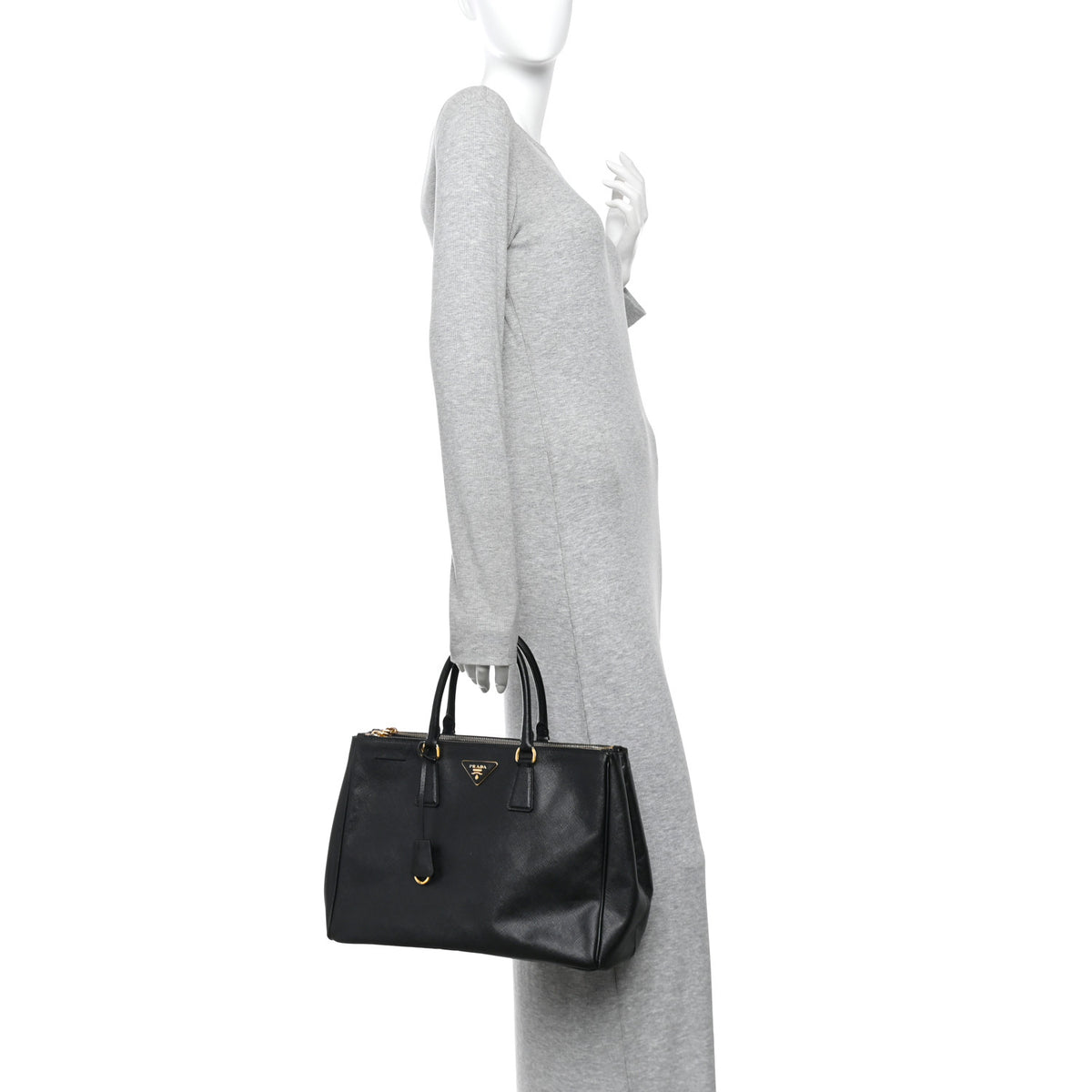 Prada Saffiano Large Galleria Double Zip Tote Black 2 of 9