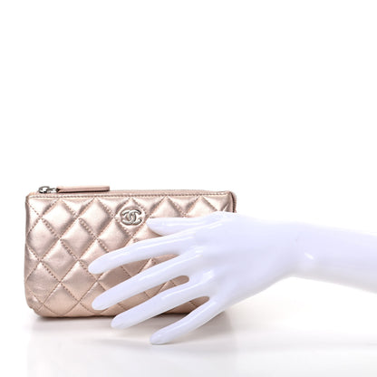 Chanel Metallic Lambskin Quilted Cosmetic Pouch Light Gold 2 of 11