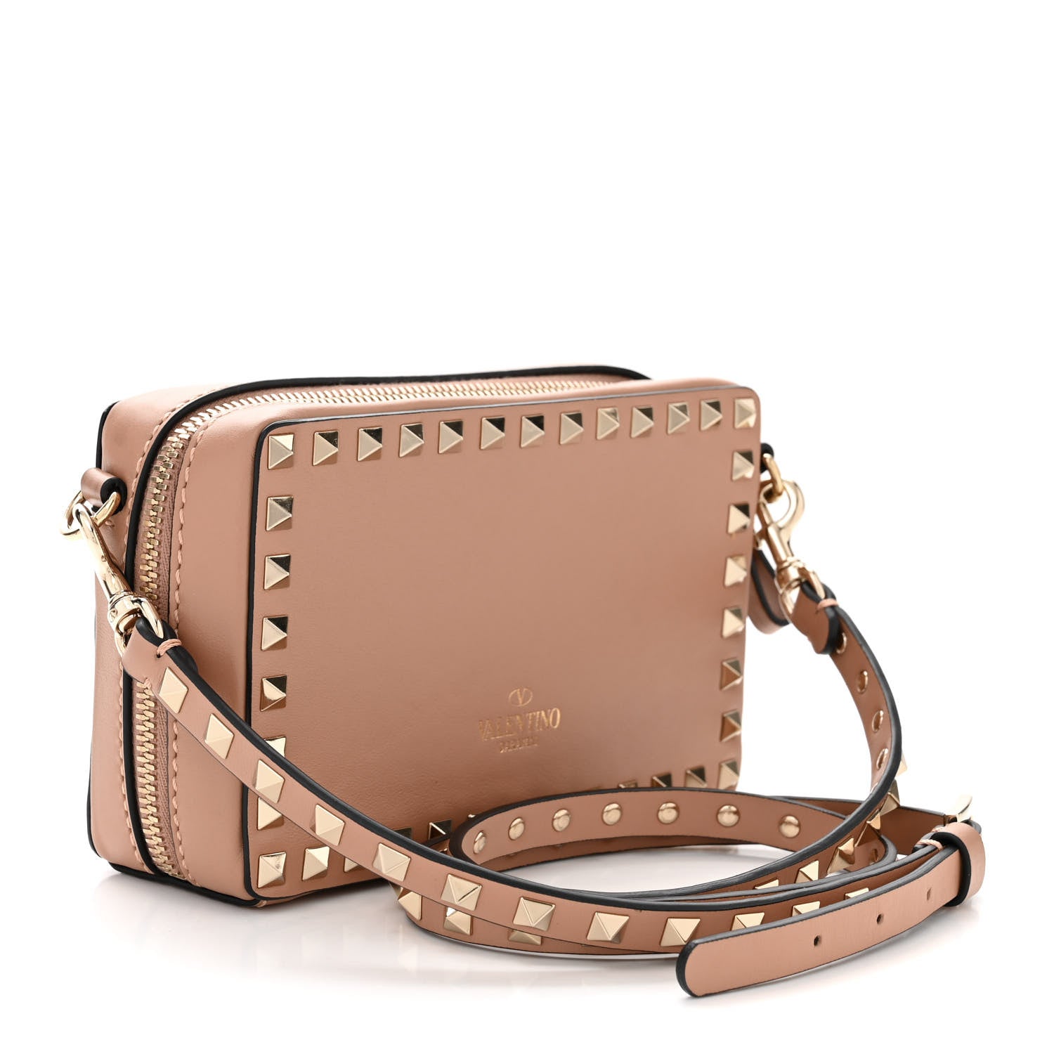 Valentino Garavani Calfskin Rockstud Camera Clutch Crossbody Bag Poudre 3 of 9