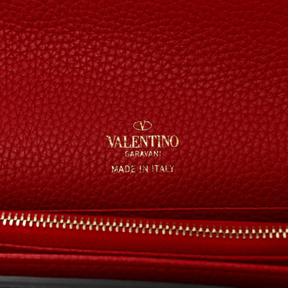 Valentino Garavani Pebbled Calfskin Rockstud Envelope Wallet on Chain Rouge Pur 6 of 11