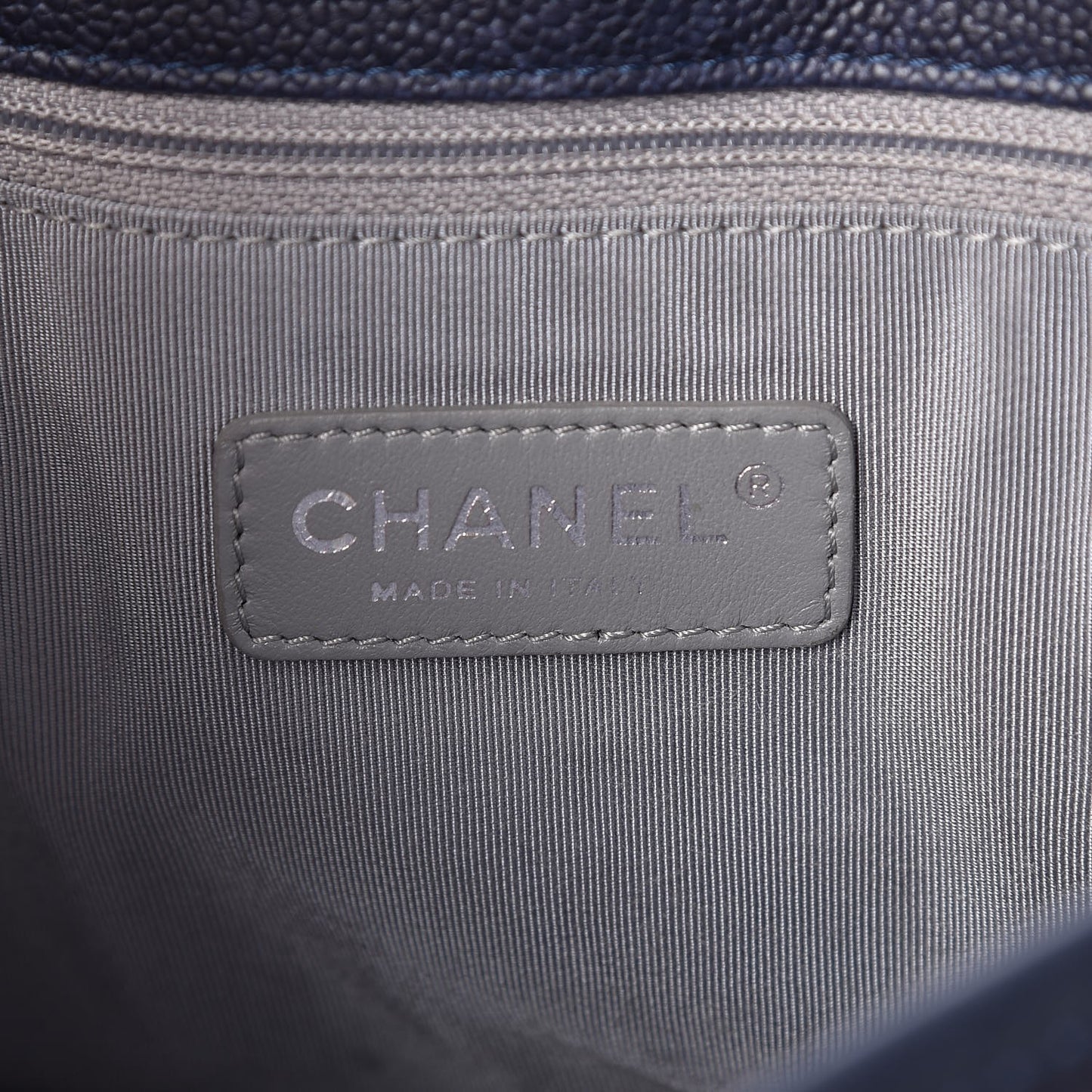 Caviar Quilted Large French Riviera Flap Navy Blue