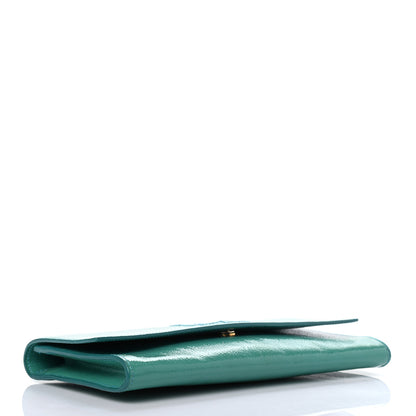 Saint Laurent Textured Patent Monogram Small Belle De Jour Clutch Turquoise 4 of 10