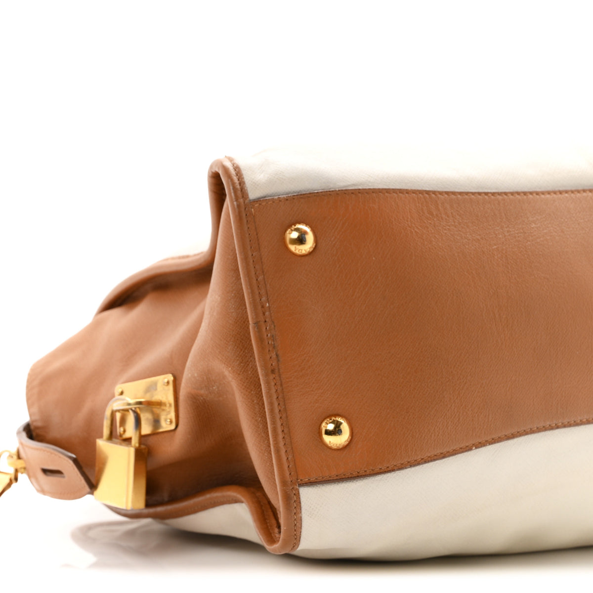 Prada Saffiano Bi-Color Tote Talco Caramel 9 of 11