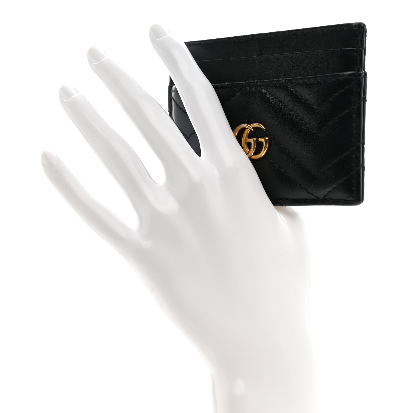 Calfskin Matelasse GG Marmont Card Holder Black