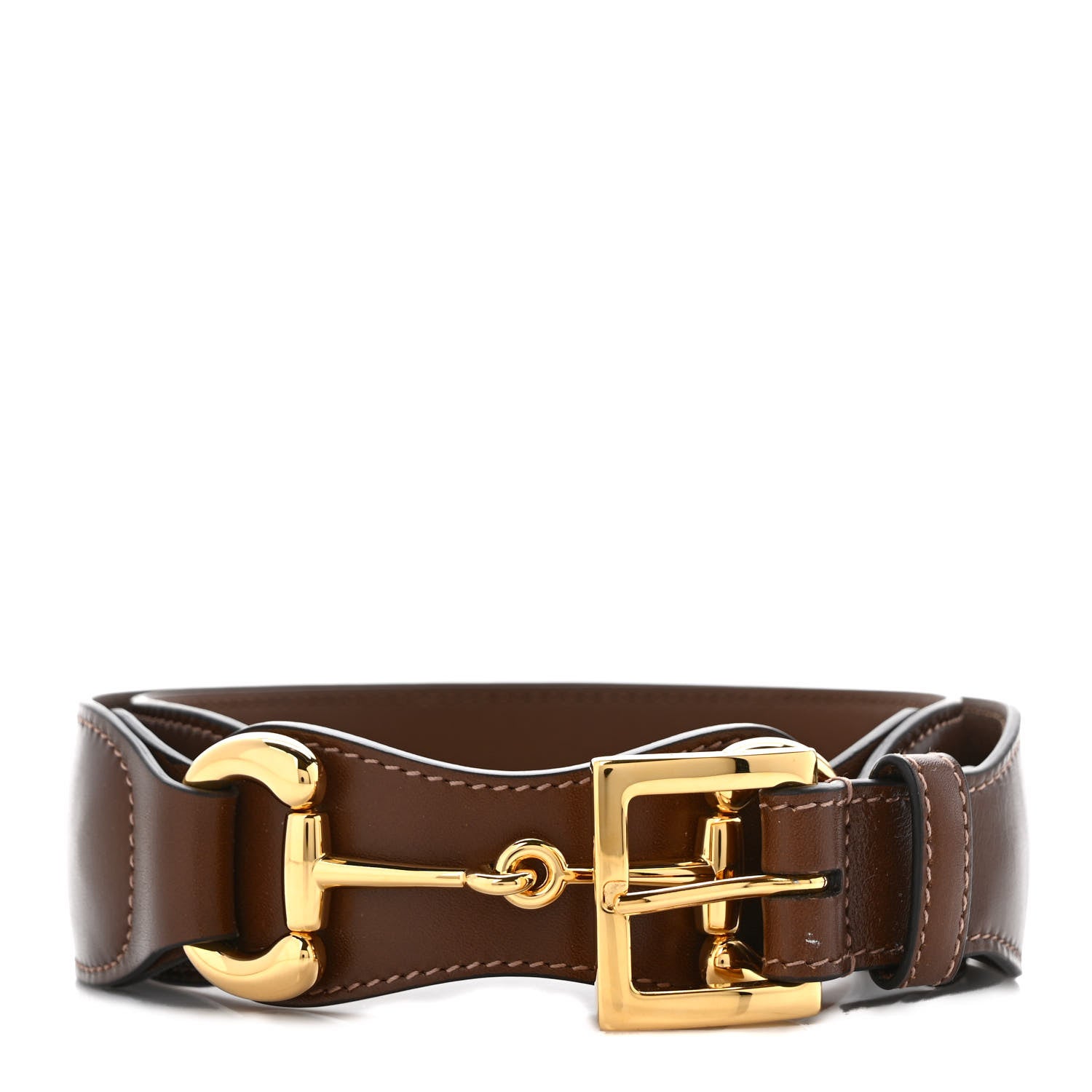 Gucci Efesto Leather Horsebit 25mm Belt 80 32 Brown Sugar 1 of 4