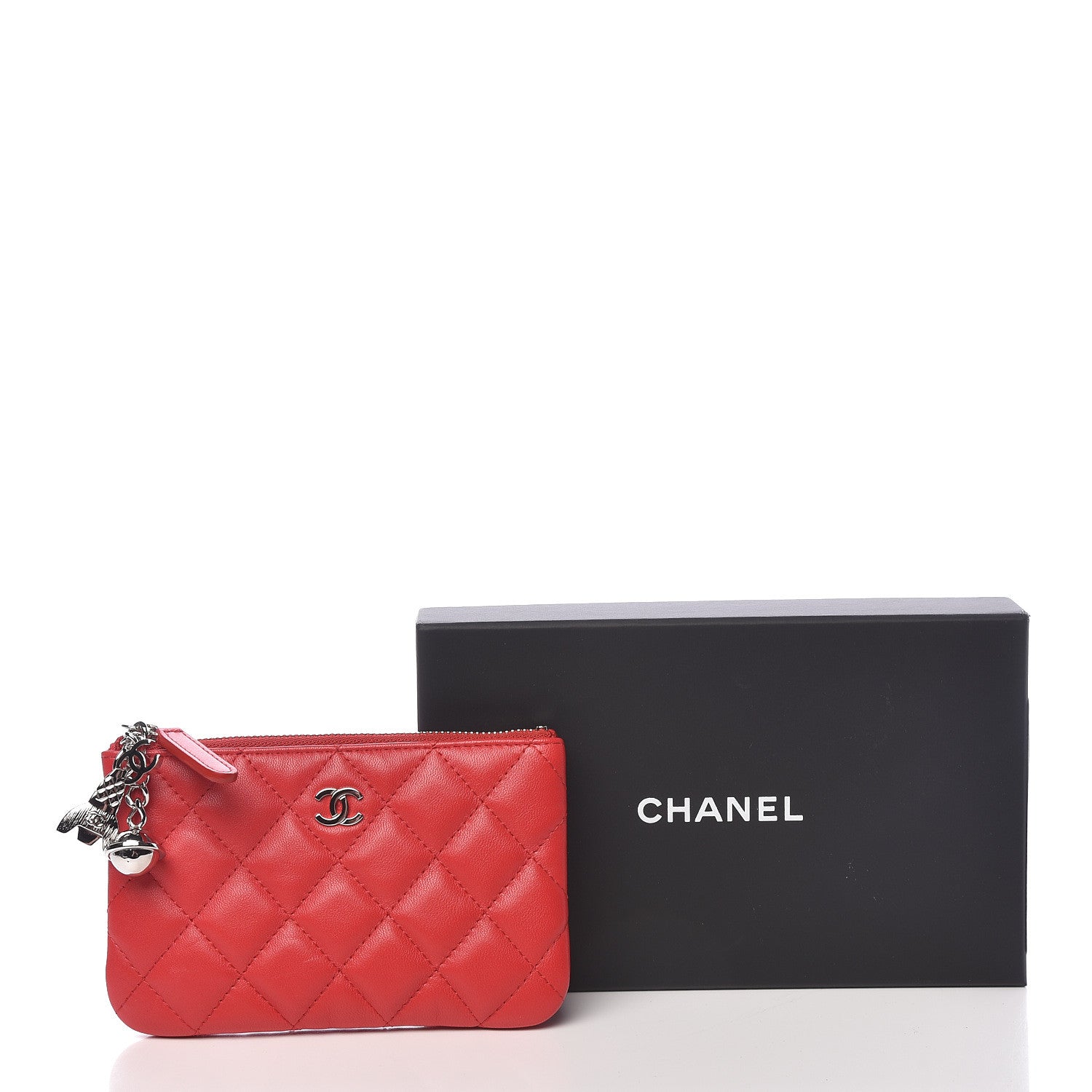 Chanel Lambskin Small Ground Control Cosmetic Case Dark Red 8 of 8