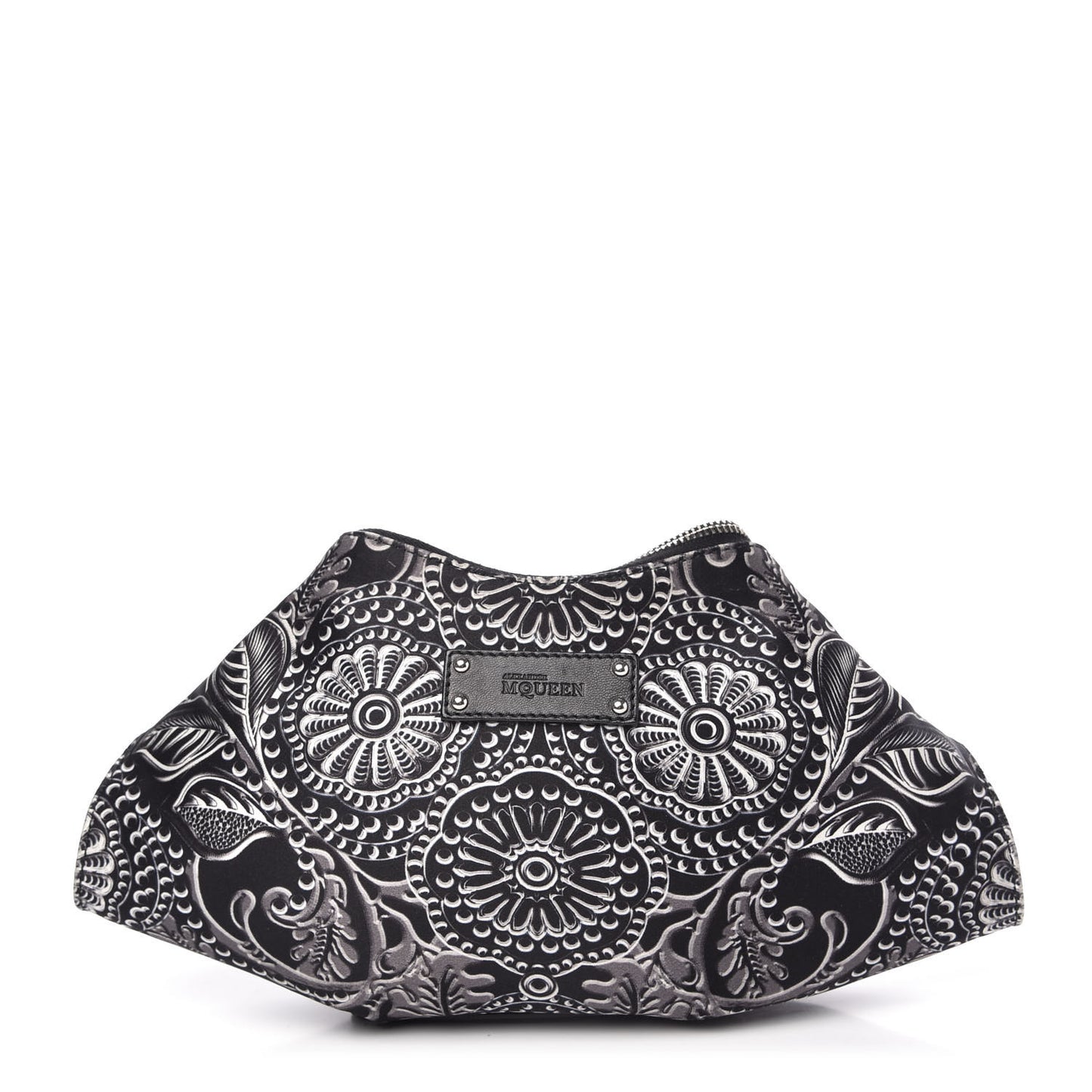 Silk Floral De Manta Clutch Black Silver