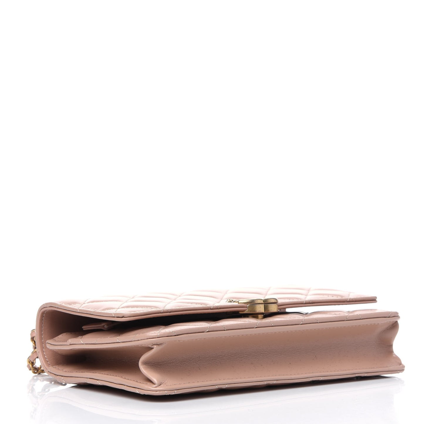 Calfskin Quilted Perfect Fit Wallet On Chain WOC Beige