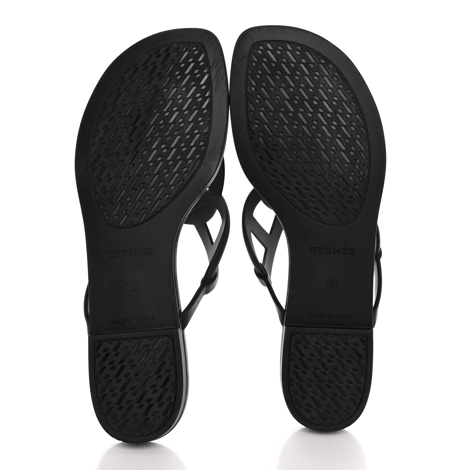 Hermes Rubber Womens Egerie Sandals 35 Black 5 of 8