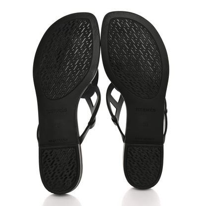Hermes Rubber Womens Egerie Sandals 35 Black 5 of 8