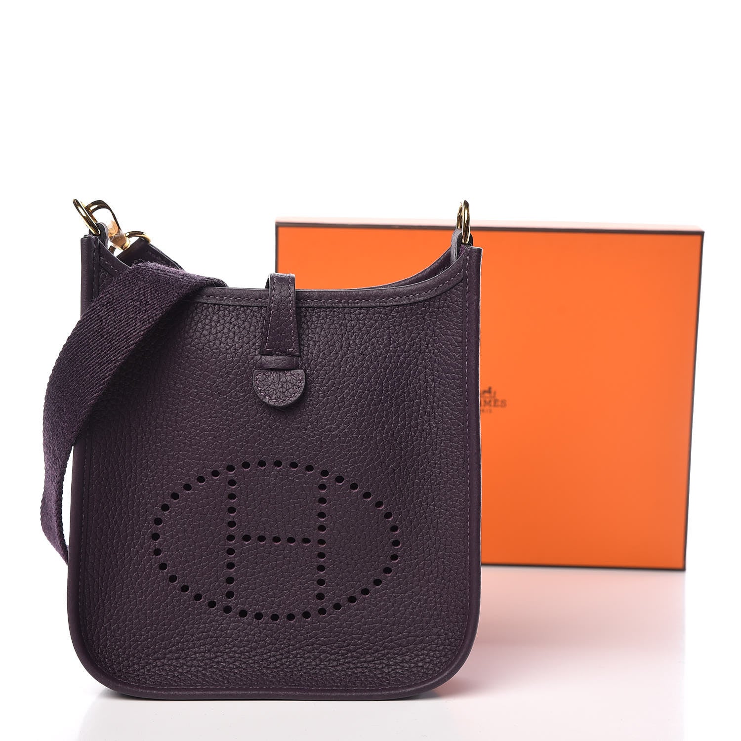 Hermes Taurillon Clemence Evelyne TPM Raisin 10 of 10