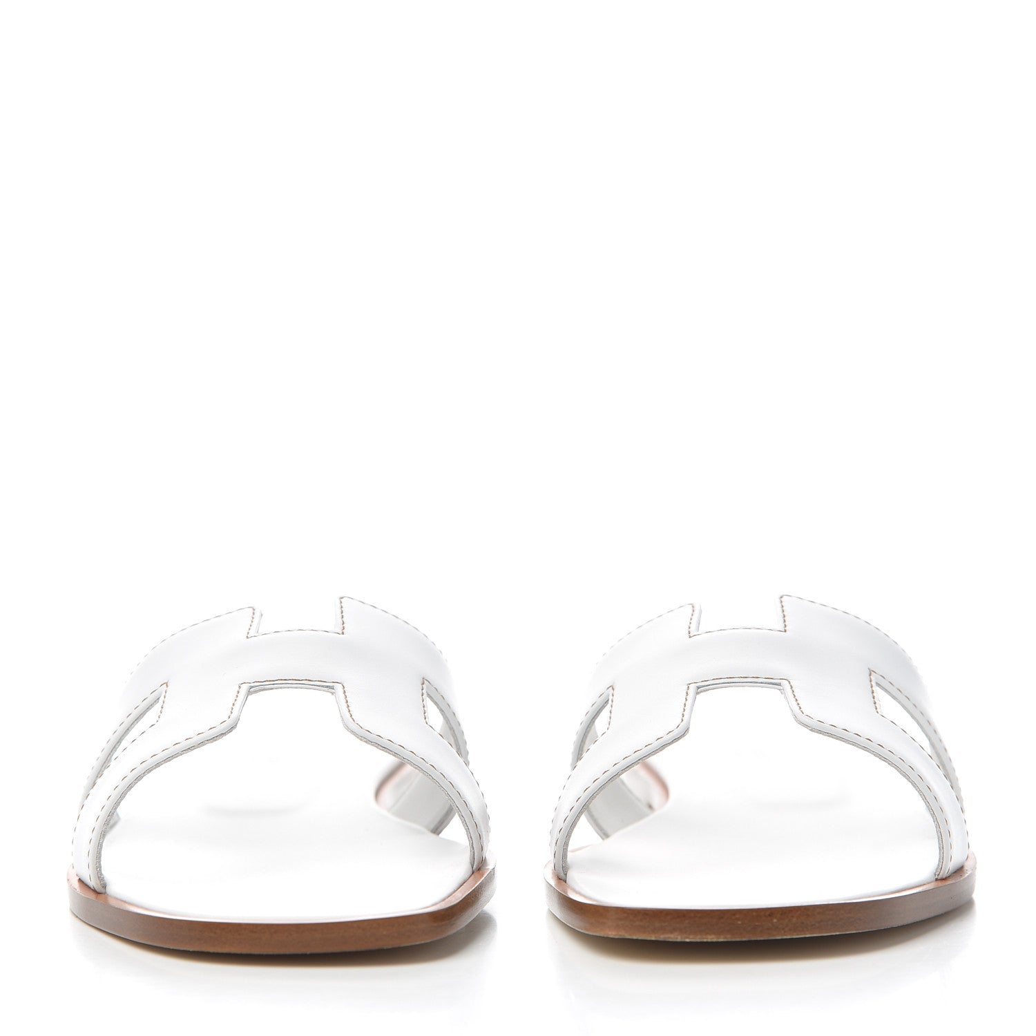 Hermes Box Calfskin Oran Sandals 38 White 2 of 10