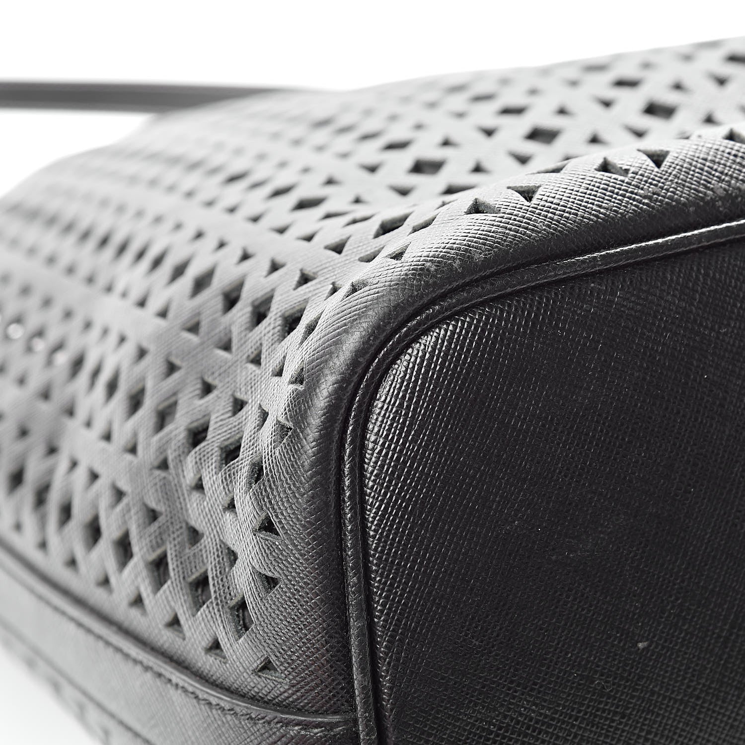 Prada Saffiano Perforated Tote Black 14 of 17