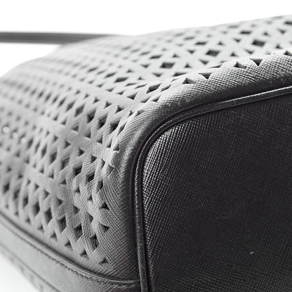 Prada Saffiano Perforated Tote Black 14 of 17