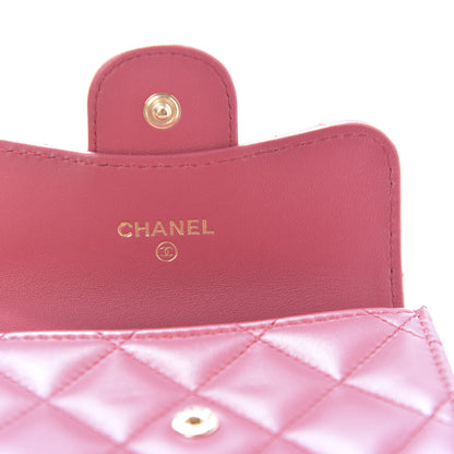 Chanel Lambskin Quilted Flap Card Holder Wallet Dark Pink 16 of 22