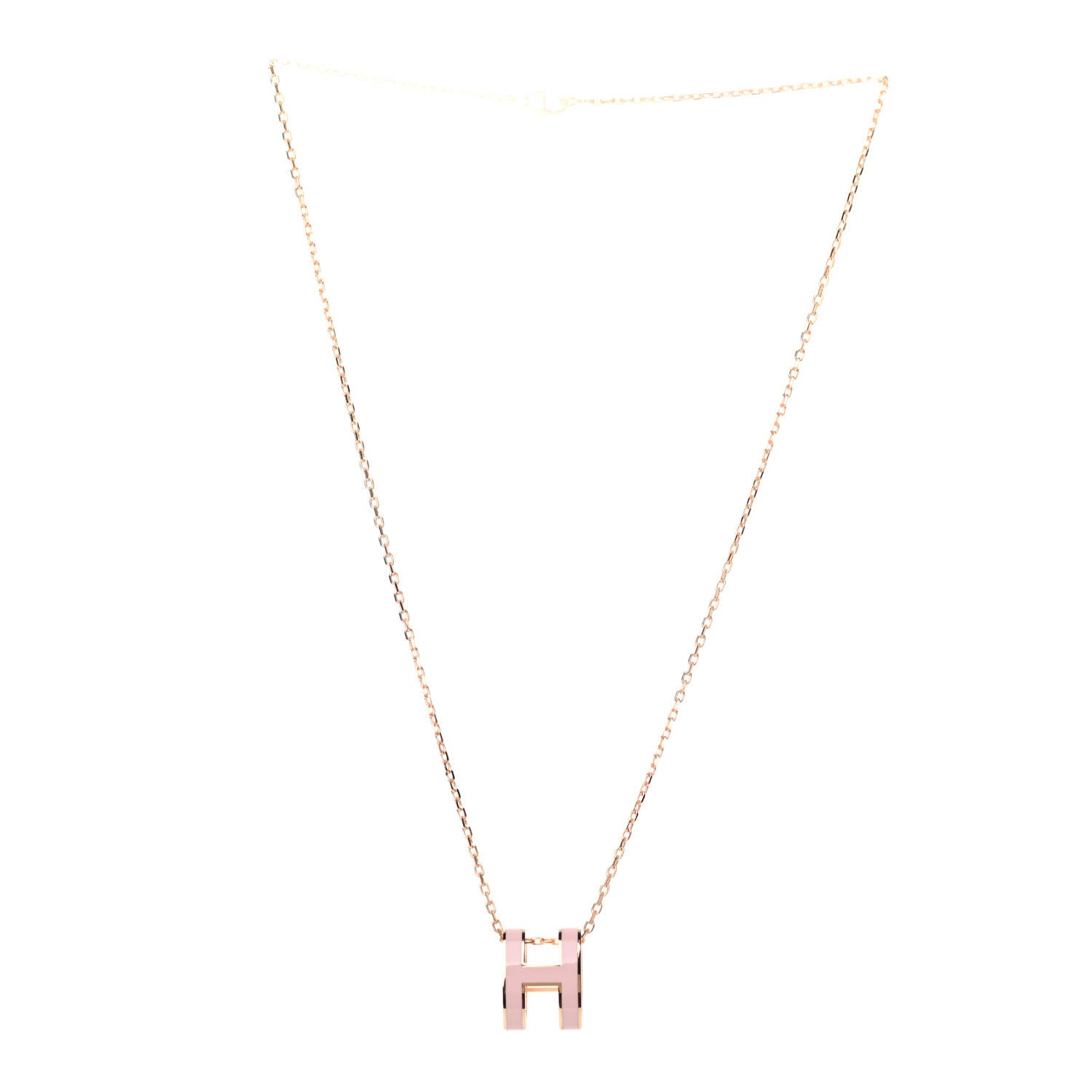 Hermes Lacquered Rose Gold Pop H Pendant Necklace Rose Dragee 3 of 5