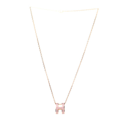 Hermes Lacquered Rose Gold Pop H Pendant Necklace Rose Dragee 3 of 5