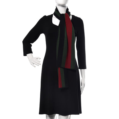 Gucci Silk Wool Web Scarf Black 2 of 4