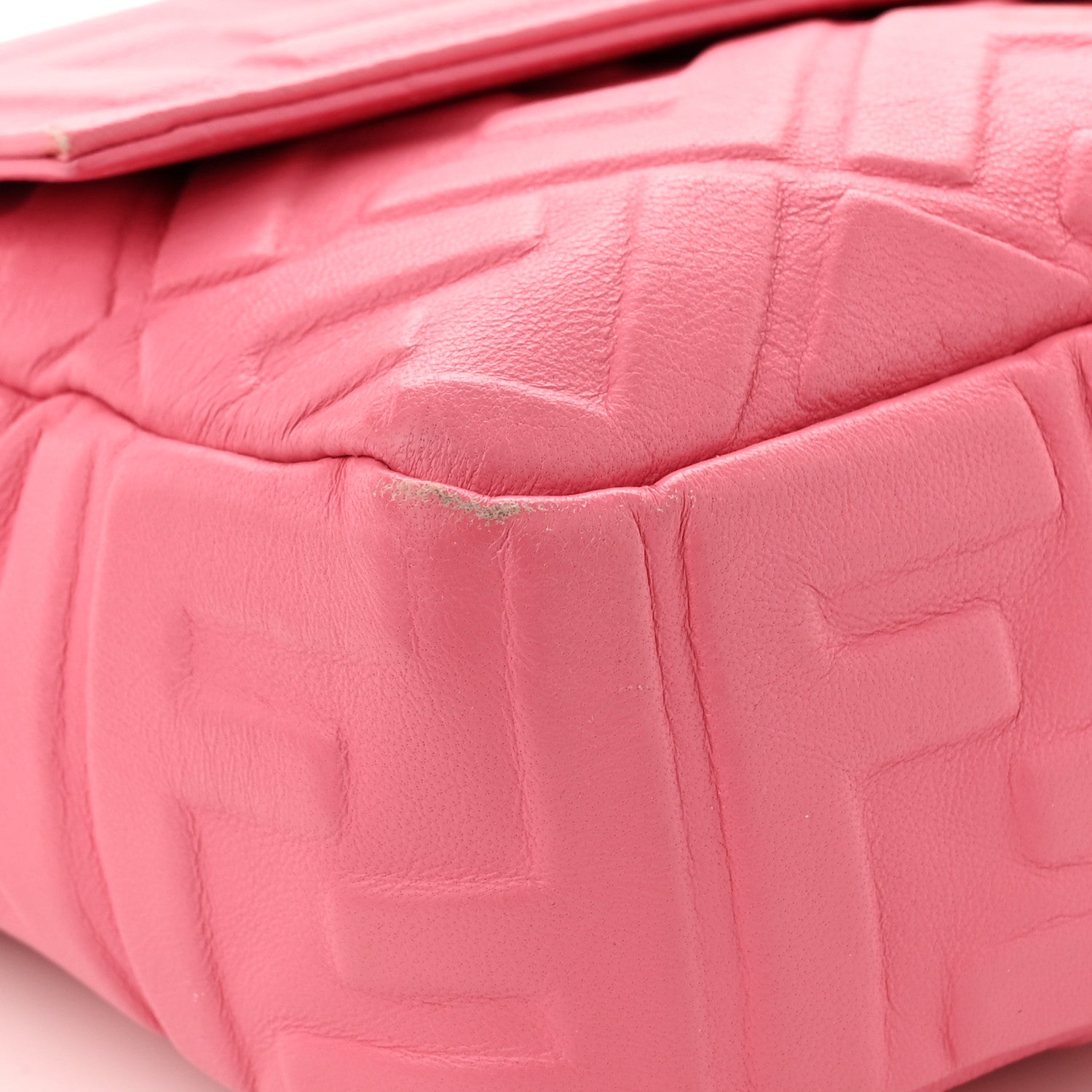 Fendi Nappa FF 1974 Embossed Baguette Rosa Fluo 11 of 12
