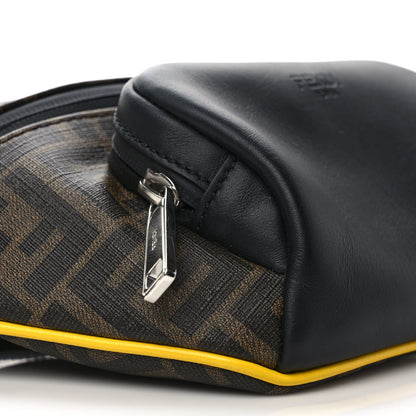 Fendi Glazed Fabric Vitello Century FF 1974 Pocket Belt Bag Mogano Panna Black Sunflower 8 of 9