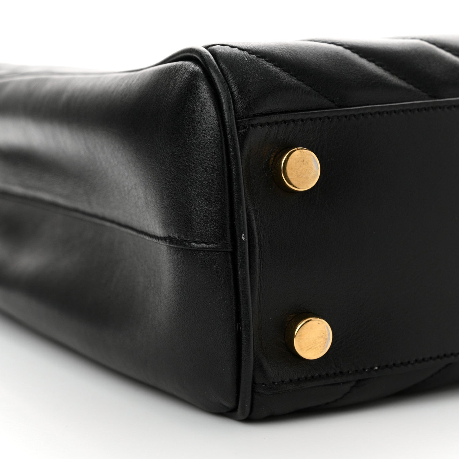 Saint Laurent Lambskin Matelasse Chevron Monogram Shopping Bag Black 9 of 11