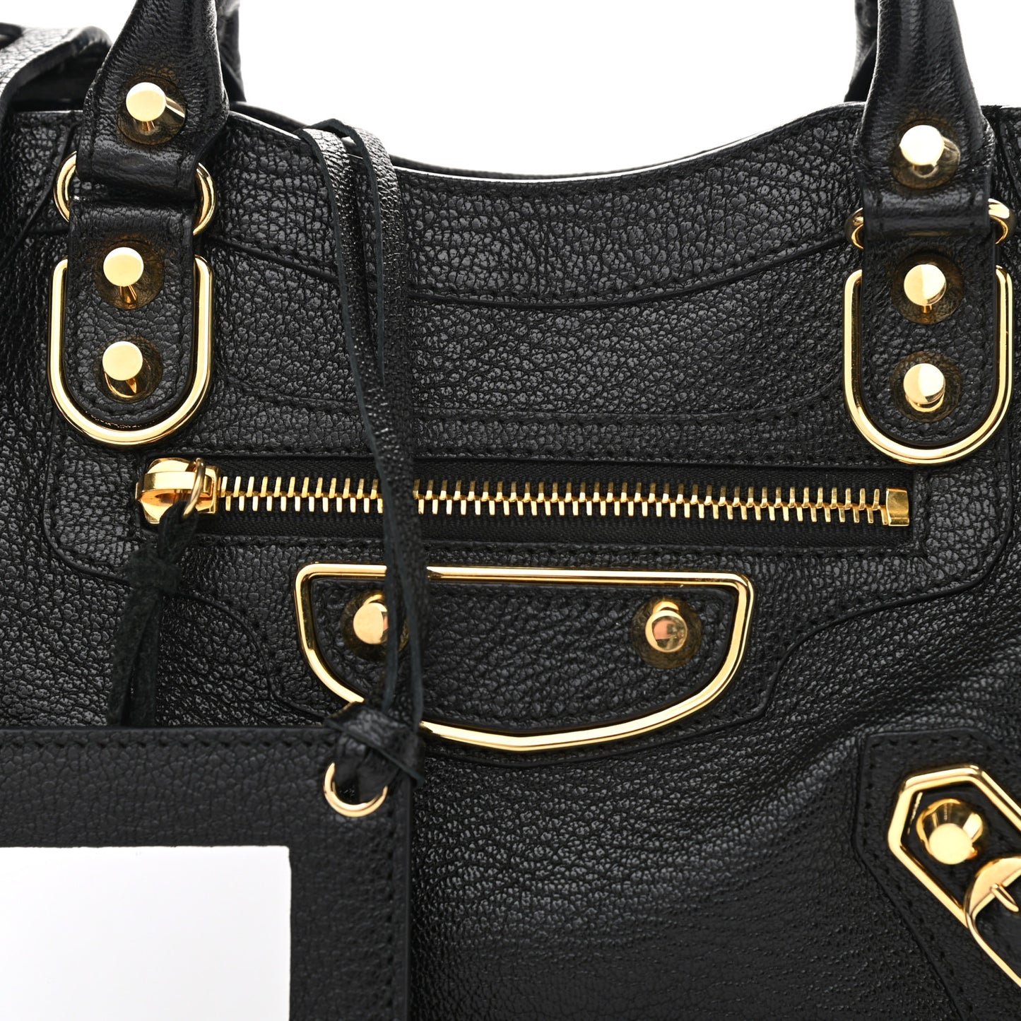 Chevre Gold Metallic Edge Hardware Mini City Black