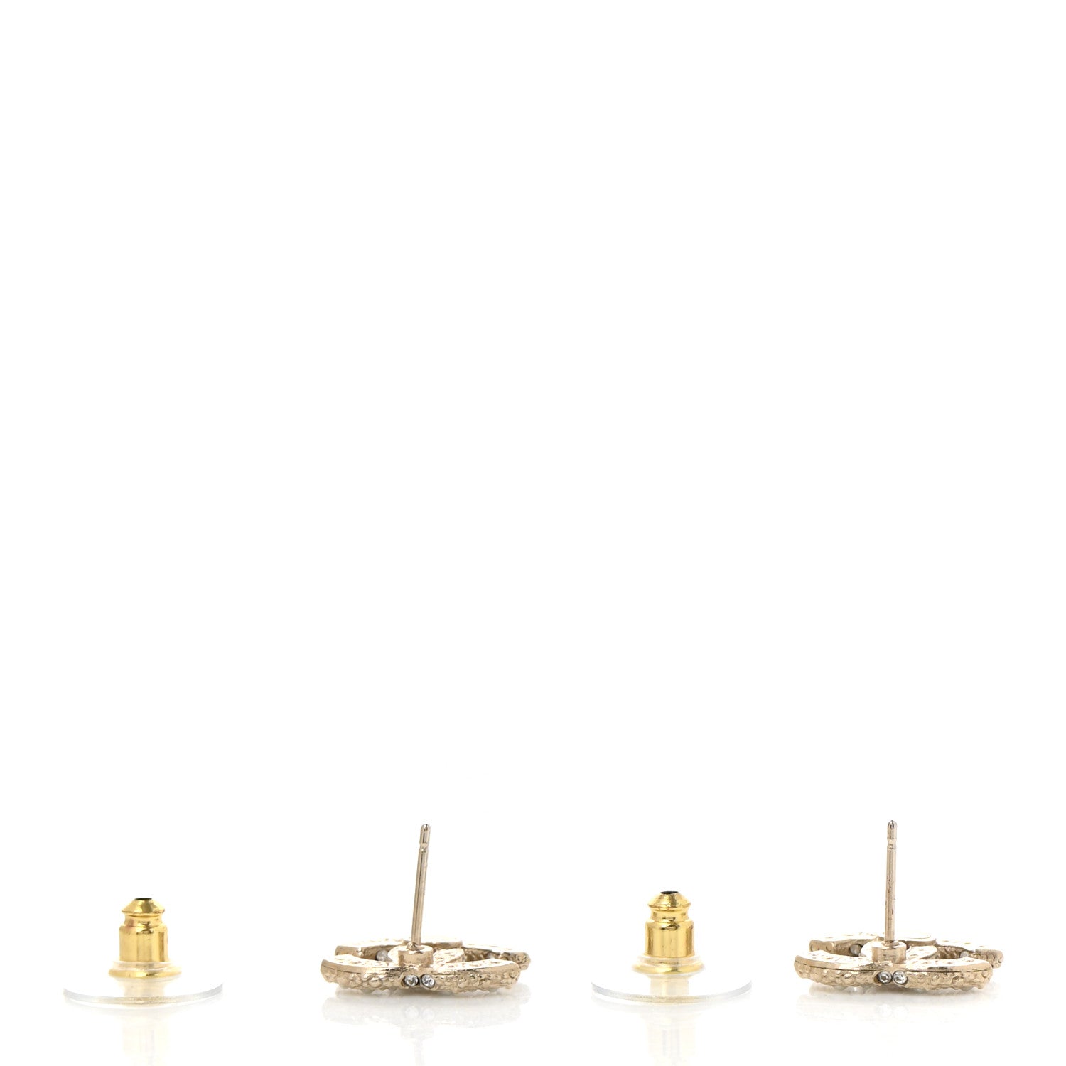 Chanel Metal Graduated Pearl Crystal CC Earrings Light Gold 3 of 5
