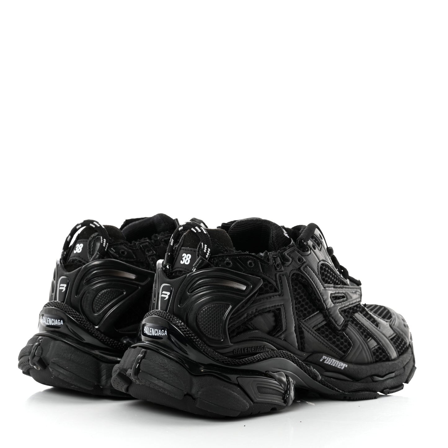 Mesh Rubber Monocolor Womens Runner Sneakers 38 Black