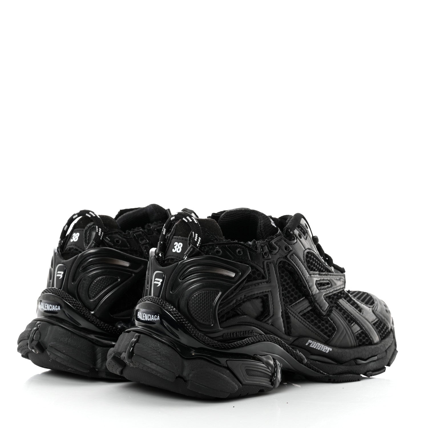 Balenciaga Mesh Rubber Monocolor Womens Runner Sneakers 38 Black 4 of 9