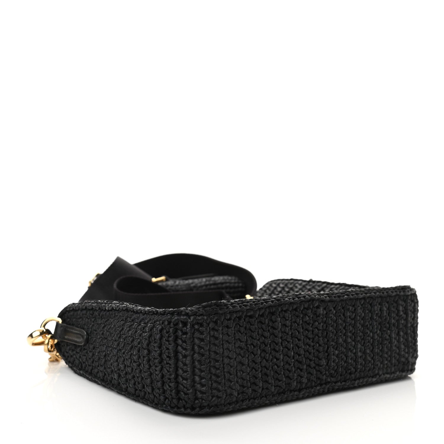 Prada Yarn Raffia Effect Crochet Re-Edition 2005 Shoulder Bag Black 4 of 10