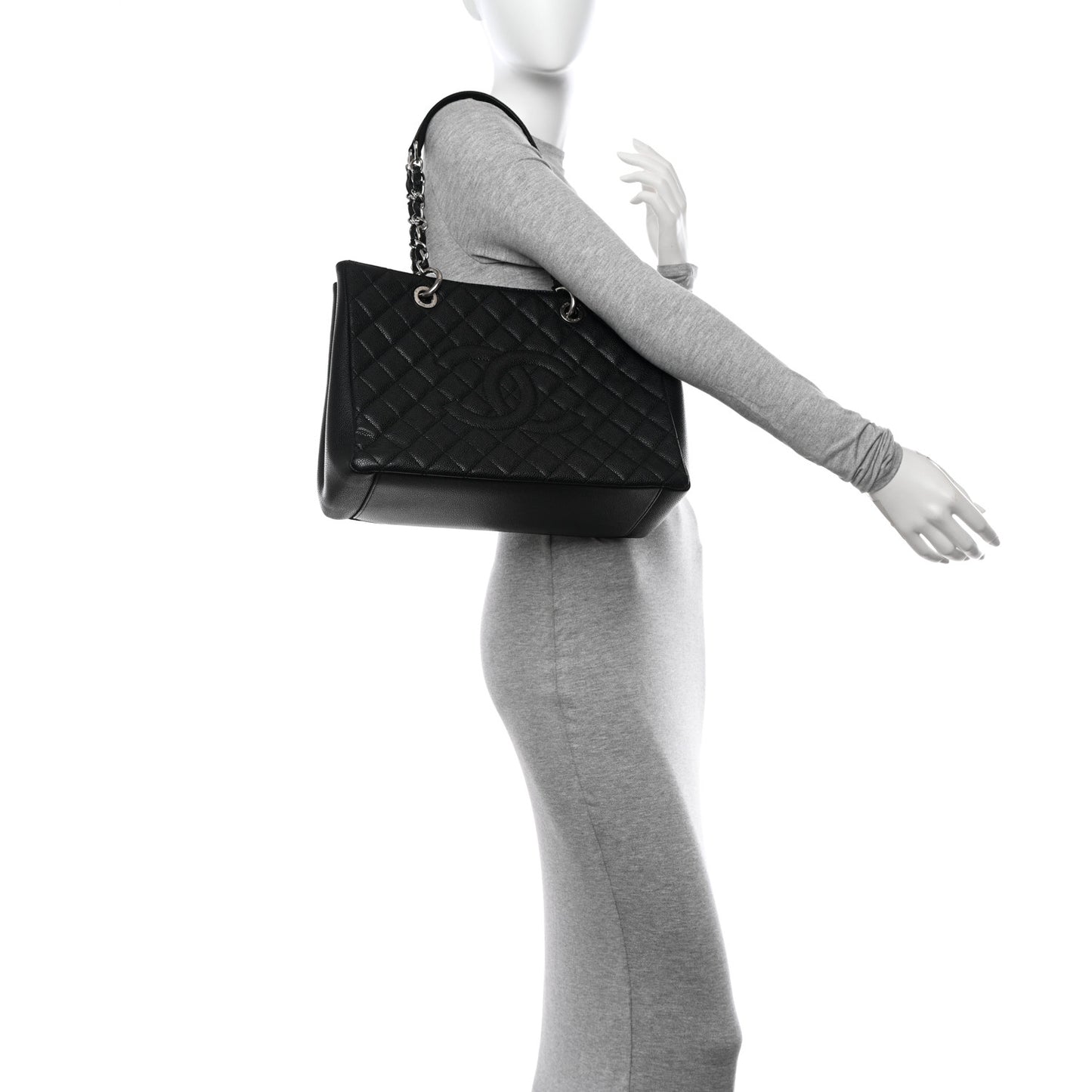 Caviar Quilted Grand Shopping Tote GST Black