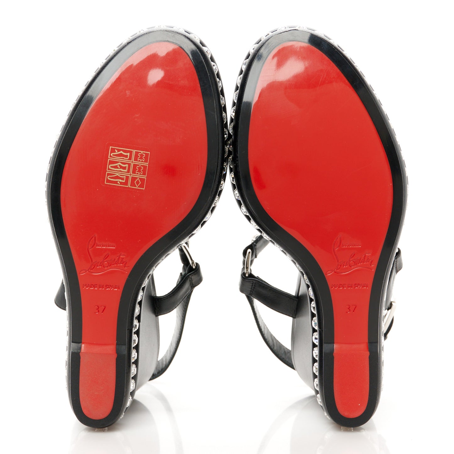 Nappa Crystal Pyrastrass 110 Wedge Sandals 37 Black