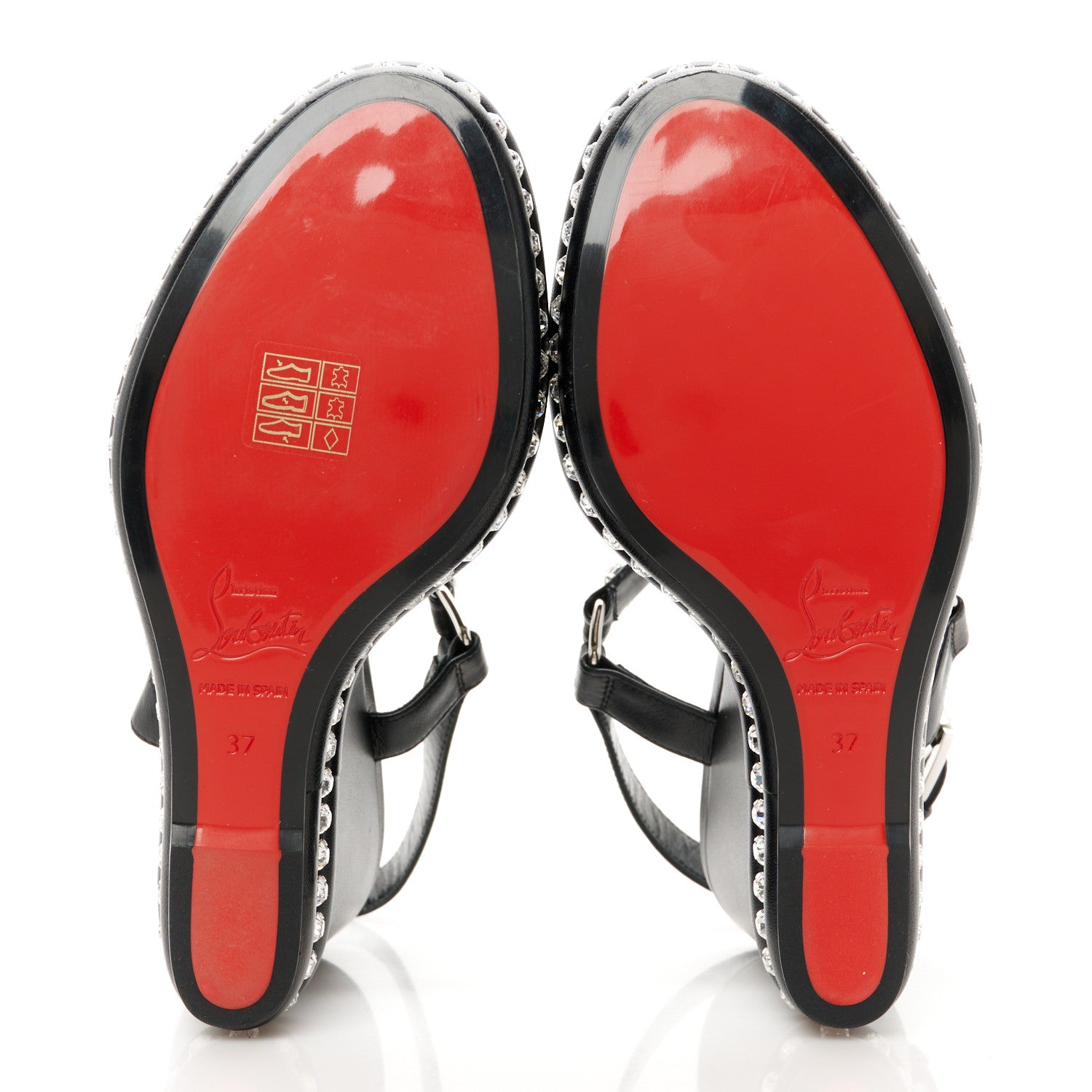 Christian Louboutin Nappa Crystal Pyrastrass 110 Wedge Sandals 37 Black 6 of 10