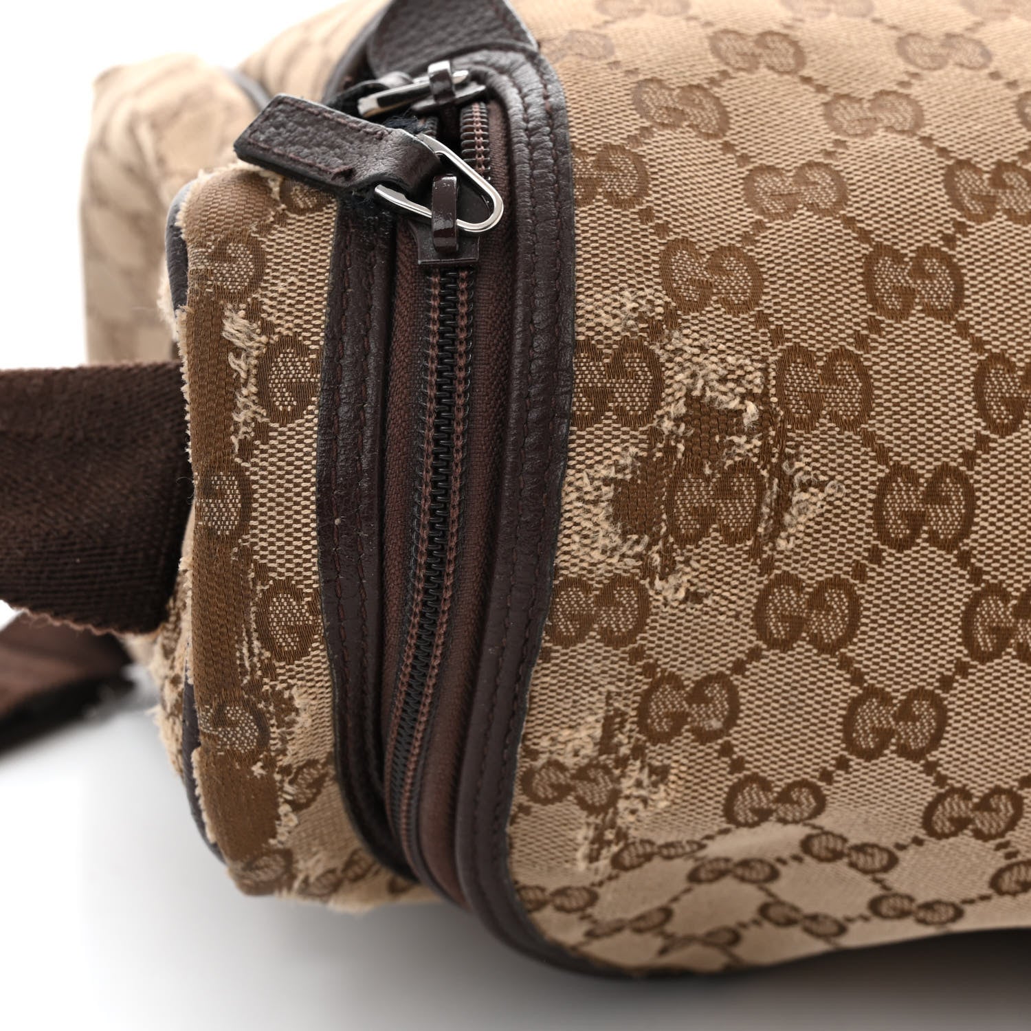 Gucci Monogram Natural Pigskin Large Diaper Bag Beige Ebony Cocoa Dark Chocolate 12 of 14